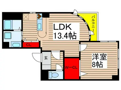 PRIME HILLS(1LDK/8階)の間取り写真