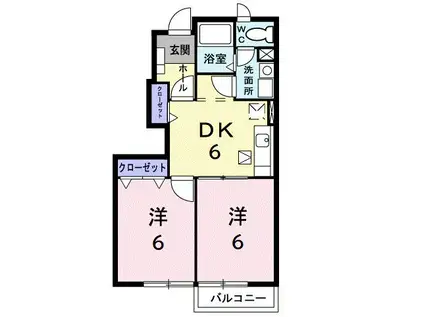 ヴァンコリーヌB(2DK/1階)の間取り写真