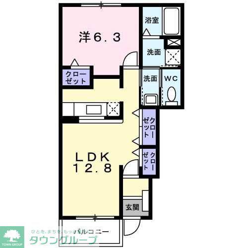 フィオーレI(1LDK/1階)の間取り写真
