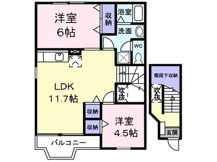 セントラルビレッジ(2LDK/2階)の間取り写真