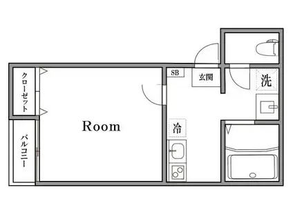 CALM DAYS一ノ割(1K/1階)の間取り写真