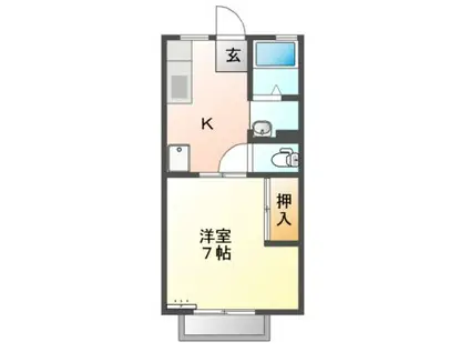 サンライズホワイト(1K/2階)の間取り写真