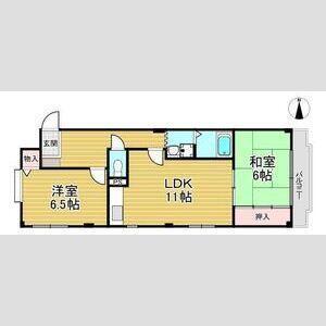 ラヴィール若宮(2LDK/2階)の間取り写真