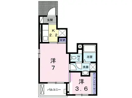 ディアコート林II(2K/1階)の間取り写真