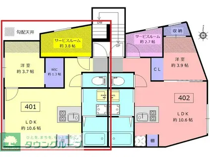 ロータス中野新橋(1SLDK/3階)の間取り写真