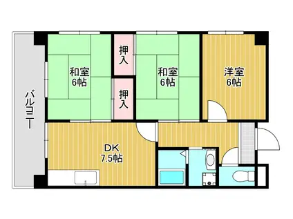 第一共立ビル(3DK/4階)の間取り写真