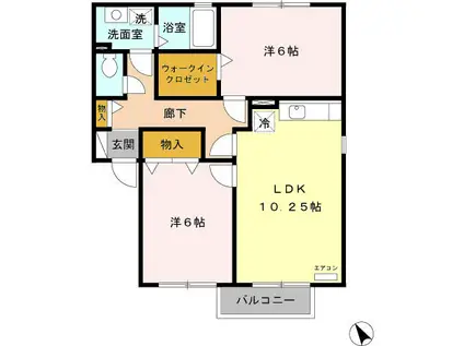 フローレス・リーベ A(2LDK/2階)の間取り写真