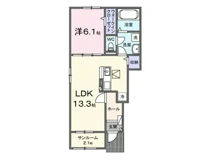 クラール西庄A(1LDK/1階)の間取り写真