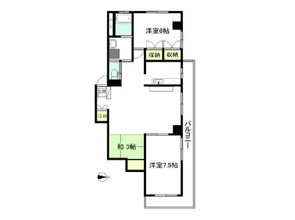 杉山ビル(3LDK/2階)の間取り写真