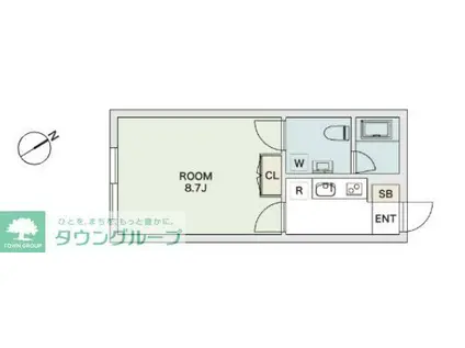 AZ SMART 世田谷(1K/1階)の間取り写真