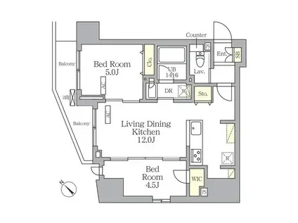 プライムガーデン大森(2LDK/2階)の間取り写真