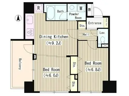 ガルデニア蔵前(2DK/6階)の間取り写真