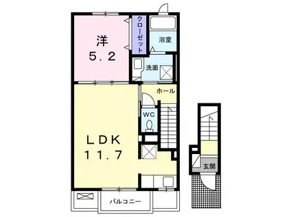 グラン シエル 弐番館(1LDK/2階)の間取り写真