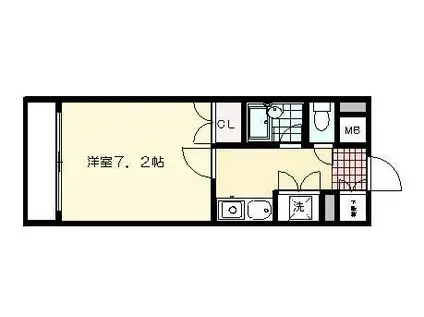 ロイヤルヒルズ富沢III(1K/1階)の間取り写真