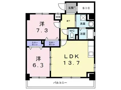 スリールステラ(1SLDK/1階)の間取り写真