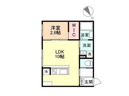 TRINITY(1LDK/1階)の間取り写真