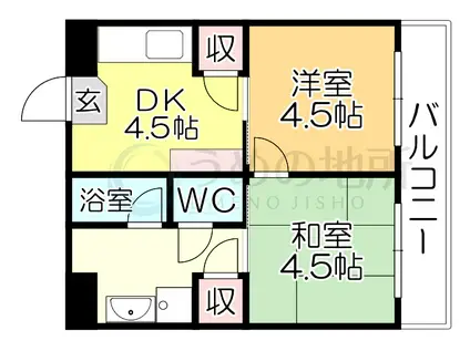 第1サンシャインビル(2DK/1階)の間取り写真