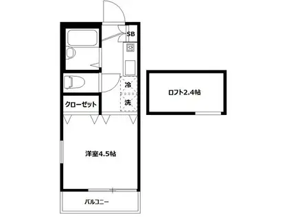 グランドメゾン(1K/2階)の間取り写真