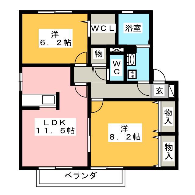 ナホトカ静里 C(2LDK/2階)の間取り写真