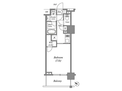 ザ・レジデンス赤坂檜町(1K/6階)の間取り写真