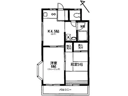 フジツールビル(2K/3階)の間取り写真