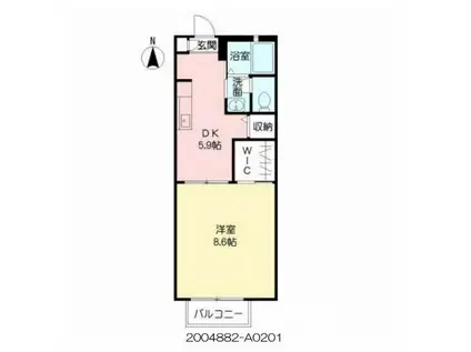 Fコート萩原 (1DK/2階)の間取り写真