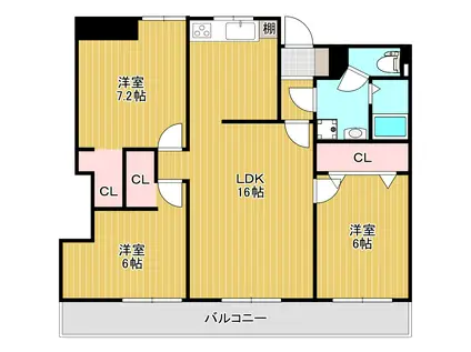 RAY神岳(3LDK/3階)の間取り写真