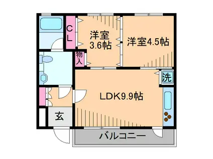 ラハイナコート21(2LDK/2階)の間取り写真