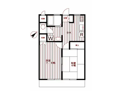 ハーモニー小机(2DK/1階)の間取り写真