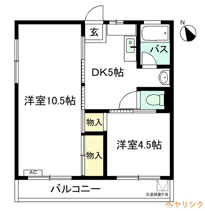 グランドマンション(2DK/2階)の間取り写真
