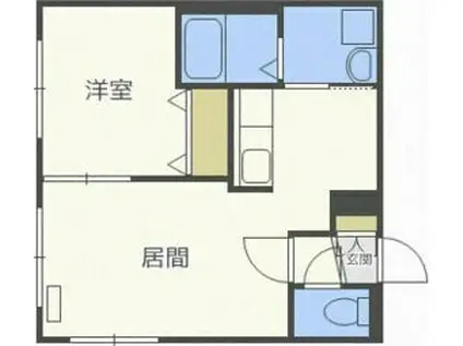 YELL東札幌(1LDK/1階)の間取り写真