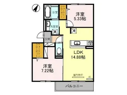 グレース大山崎/3F(2LDK/3階)の間取り写真