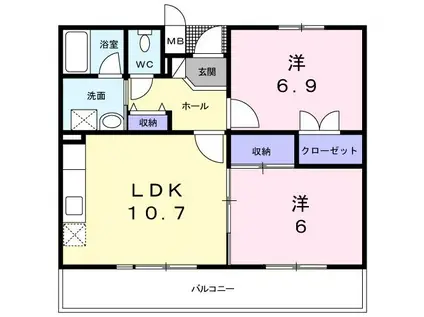 FONTANA 久米田(2LDK/2階)の間取り写真