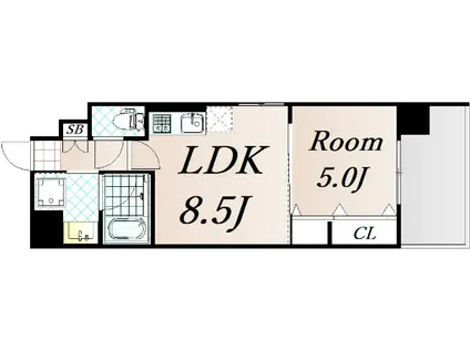 ストーム(1LDK/4階)の間取り写真