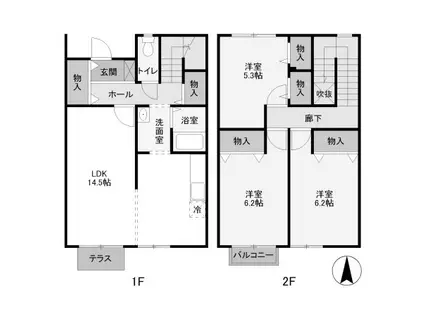 ソラティーオ(3LDK/1階)の間取り写真