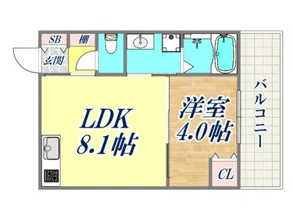 LEROY駒ヶ林(1LDK/1階)の間取り写真
