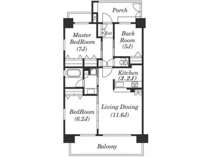 クリオ横浜蒔田(2SLDK/6階)の間取り写真