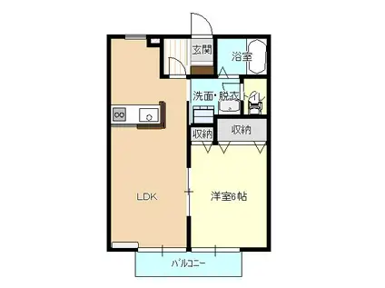 ウェルヴィラII(1LDK/1階)の間取り写真