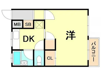 エルパラッツォ熊内(1DK/3階)の間取り写真