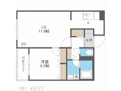 ルーデンスプレイス発寒(1LDK/3階)の間取り写真