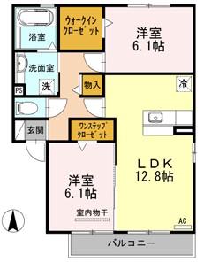 ビューコート(2LDK/2階)の間取り写真
