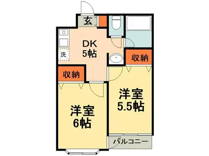 キャロット(2DK/1階)の間取り写真