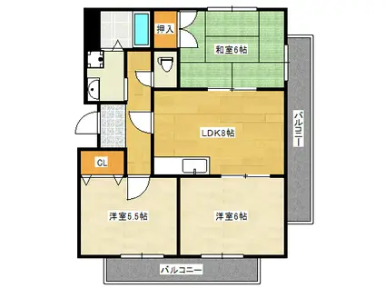 第2武庫之荘ハイム(3DK/3階)の間取り写真