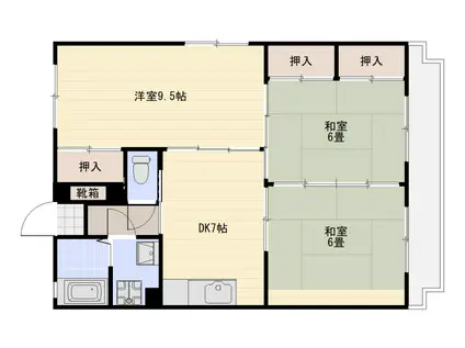 サイセリア米盛(3DK/1階)の間取り写真