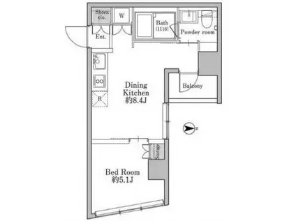 ユニテラス三軒茶屋(1LDK/5階)の間取り写真