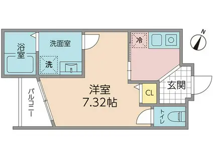 グランフェルテ上草柳(1K/2階)の間取り写真