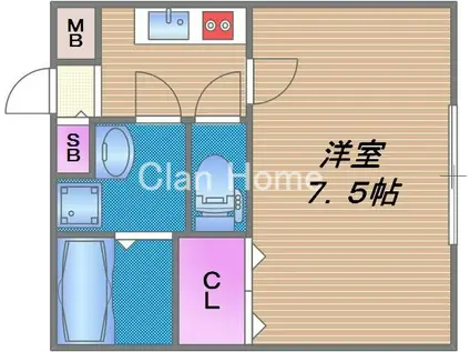 BRIDGE COURT G(1K/2階)の間取り写真
