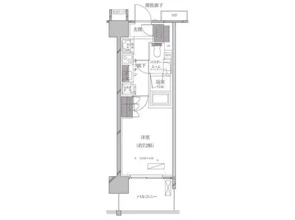 エースタンダード芝浦(1K/1階)の間取り写真