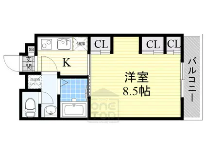 リブリ・グレンヌ(1K/3階)の間取り写真