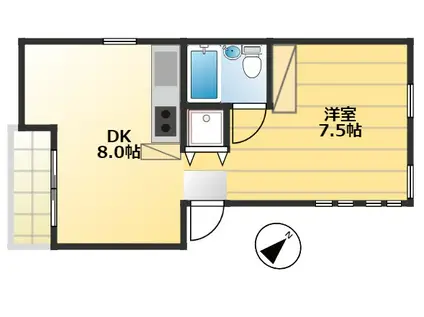マイホーム国立(1DK/1階)の間取り写真